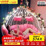 乐系（LEXI） 吊椅双人鸟巢秋千吊篮家用室内阳台吊兰户外吊床藤椅摇篮椅躺椅 双人白色细藤特大号 静音款