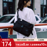 ACROSS邮差包男士斜挎包上班通勤包学生大容量单肩包旅行挎包女相机包包 黑色加大版