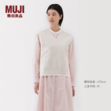 无印良品（MUJI）女式 针织 V领 背心 马甲 针织衫 25年春季  BA1Q2A5S 米白色 M （160/84A）
