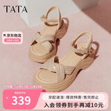 他她TATA休闲厚底凉鞋女鞋法式气质时装凉鞋2025夏季CXT01BL5 杏色 36