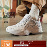 李宁网面透气复古老爹鞋秋冬季男子云科技轻弹厚底跑步鞋ARLS013