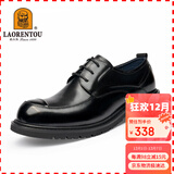 老人头（LAORENTOU）皮鞋男头层皮大头鞋经典商务皮鞋厚底正装皮鞋 522010119 黑 41