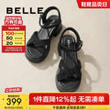 百丽（Belle）满钻条带繁星休闲凉鞋女商场款厚底凉鞋A9S2DBL4 黑色 35 (225mm)