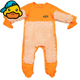 G.duck小黄鸭婴儿爬行服宝宝拖地爬爬服儿童连体衣服春秋装懒人擦地薄款 桔色包手包脚  薄 春秋 90cm 18斤-22斤