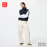 优衣库女装针织廓形长裤/弯刀镰刀裤子25秋冬新款483722 483722/01乳白色 2XL