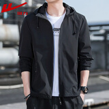 回力国潮连帽外套男士2025春秋季新款休闲男装夹克中青年秋装上衣服 灰色 常规 XL