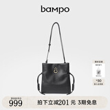 半坡饰族（bampo）女包新款结瑞包小包单肩斜挎包轻盈便捷牛皮真皮女时尚包包 墨碳黑 小包