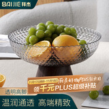 拜杰水果盘零食盘家用果盘客厅干果盘托盘坚果盘高脚沥水透明黑果盘