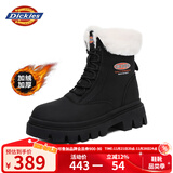 Dickies女士雪地靴女靴加绒马丁靴加厚保暖棉靴高帮休闲靴子 黑色 37 
