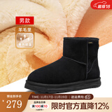 骆驼（CAMEL）男鞋冬季新款羊毛加绒棉鞋男款东北防寒保暖雪地靴男士 G13W837105 黑色男 39