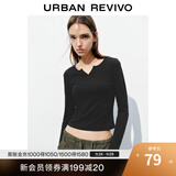 UR2025秋季新款女装时尚休闲简约基础修身T恤UYB450010 黑色 XL