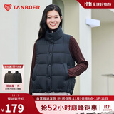 坦博尔羽绒服马甲女立领宽松外搭短款羽绒背心外套TD236006 黑色 160