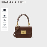 CHARLES&KEITH复古编织拎手提包斜挎包单肩包包女包生日礼物CK2-50781528 Chocolate巧克力色 S