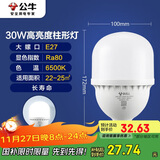 公牛（BULL）LED灯泡高亮柱形灯厂房车间商超食堂 30W球泡白光6500KE27螺口
