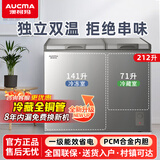 澳柯玛（AUCMA）国补20%-双温冰柜冷柜冷藏全铜管家用大冷冻商用顶开门小冰柜速冻保鲜柜卧式电冰箱一级能效家电 铂金灰 212L ，BCD-212CFT丨双门双温