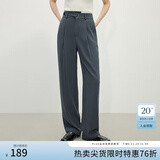 范思蓝恩 春秋装新款拖地裤子女高腰直筒裤休闲裤显瘦长裤 烟灰色 S