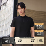 KOLON SPORT/可隆速干POLO 男士吸湿小翻领抗菌户外运动印花短袖 LHPT5MTT31-BK 黑色 2XL 185/104A