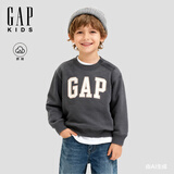 盖璞【大小童同款】男女童2025秋季新款logo抓绒卫衣儿童装829305 黑灰色 100 /52(2-3岁)