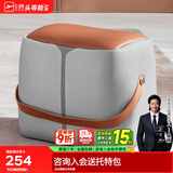 芝华仕（CHEERS）家用换鞋凳现代简约真皮小凳子芝华士头层牛皮圆凳芝华士XJ008 橙灰色储物款（方凳） 优先发货（详询客服）