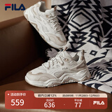 FILA 斐乐山丘鞋厚底鞋女鞋复古运动鞋秋户外休闲老爹鞋 棉花糖/朴色-MA 36