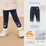 JELLYBABY[抑菌抗静电]女童加绒打底裤秋冬宝宝绣花保暖女小童裤子儿童长裤