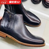 CAPLOST意大利复古中帮英伦鞋男士皮靴拉链短靴切尔西靴 原创设计 黑色 41