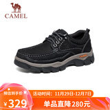 骆驼（CAMEL）磨砂牛皮男士工装大头休闲皮鞋 G13A307163 黑色 38 