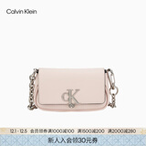 Calvin Klein时尚单肩包礼物链条包包金属字母旋扣翻盖CK女包斜挎马鞍包DH3240
