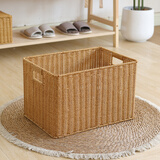 ken's大号收纳筐塑料藤编抽屉式整理篮带盖玩具收纳箱北欧 浅咖色44*30*28cm无盖