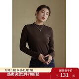 独束大码女装【发热防静电】百搭打底衫女显瘦秋冬新款胖mm针织衫 棕咖色 4XL