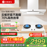 优盟（UM）顶吸式抽油烟机灶具套装 白色烟灶套装家用30风量大吸力变频抽烟机 大火力燃气灶套餐家电国家补贴 【云板烟灶套装】70%高热效率定时灶/天 一级能效 免费拆旧 专业安装