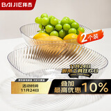 拜杰水果盘零食盘家用果盘客厅干果盘托盘糖果坚果盘透明白2只装