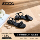 爱步（ECCO）凉鞋女 夏季方头一字带通勤休闲百搭粗跟凉鞋 雕塑233803 黑色23380301001 38