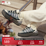 FILA 斐乐官方女鞋CARROT摩登板鞋萝卜鞋休闲厚底鞋子女 香草冰白/骏马黑 F12W511208FVB 37.5