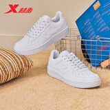 特步情侣男女板鞋小白鞋空军一号冬季革面保暖运动板鞋休闲鞋