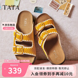 他她TATA女鞋可露丽熊25复古勃肯拖鞋女休闲厚底凉鞋7GN03BT5黄色 37