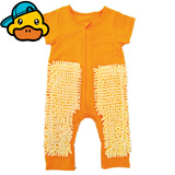 G.duck小黄鸭婴儿爬行服宝宝拖地爬爬服儿童连体衣服秋冬装懒人擦地薄款 桔色短袖9分裤+护肘 90cm 18斤-22斤