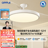 欧普（OPPLE）客厅风扇灯吊扇灯隐形卧室餐厅吊灯高显色调光大风量静音吊扇 全光谱【52寸白色90瓦】遥控调风调光