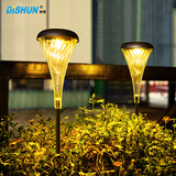 帝舜（DiSHUN）太阳能草坪灯庭院灯户外景观地插灯花园别墅草地防水装饰氛围灯 喇叭花暖彩光【单个装】双色可调