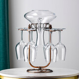 SingLe派创意红酒架摆件红酒杯高脚杯红酒杯架欧式葡萄酒架酒瓶架高脚杯架 艺坊一体架+旷世6支+CQ醒酒器