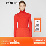 PORTS宝姿商场同款 秋季女装简约高领羊毛套头针织衫LA9K455JKW001 南瓜橙 S