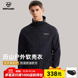 诺诗兰25秋冬软壳外套男式防泼水徒步户外登山三防夹克外套软壳衣 纯黑色-70E男 185