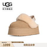UGG秋季女士包头厚底LOGO松紧带休闲懒人毛毛鞋 1113474 MDSD | 芥菜籽色 38