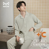 猫人情侣睡衣秋冬季高端德绒羊毛蚕丝润肤加绒加厚男女家居服2025新品