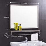 艾棱 浴室镜带置物架不锈钢卫生间镜子挂件洗漱梳妆镜卫浴镜洗手间 银灰色80*60cm镜子带置物架