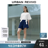 UR2025夏季新款女装休闲简约后松紧腰卷边短裤UYY650023 墨蓝 XS