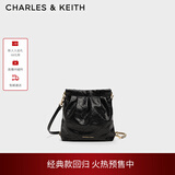 CHARLES&KEITH迷你菱格流浪包单肩斜挎双肩包包女包生日礼物CK2-60782390 【S号】Black黑色 S