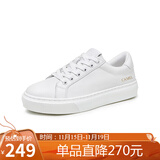 骆驼（CAMEL）小白鞋女简约休闲风牛皮平跟系带板鞋 L23S076142 白色 38