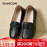 意尔康平跟中老年人妈妈鞋软底一脚蹬婆婆鞋女 29674W 黑色 37