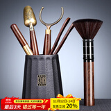 唐丰 茶道六君子茶具套装家用茶道配件陶瓷功夫茶勺茶夹茶针茶盘摆件 天福茶道六君子